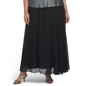 ALEX EVENINGS Black Plus Chiffon Skirt